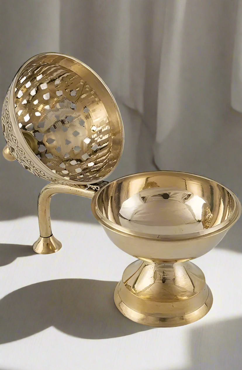 Brass Dhuna Burner – Antique Loban Dhoop Dani for Puja & Home Decor