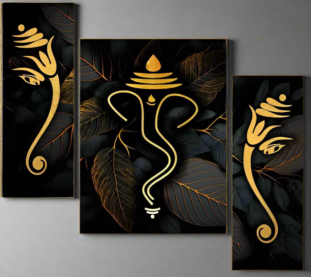 Set Of 3 Ganesha Wall Painting For Living Room