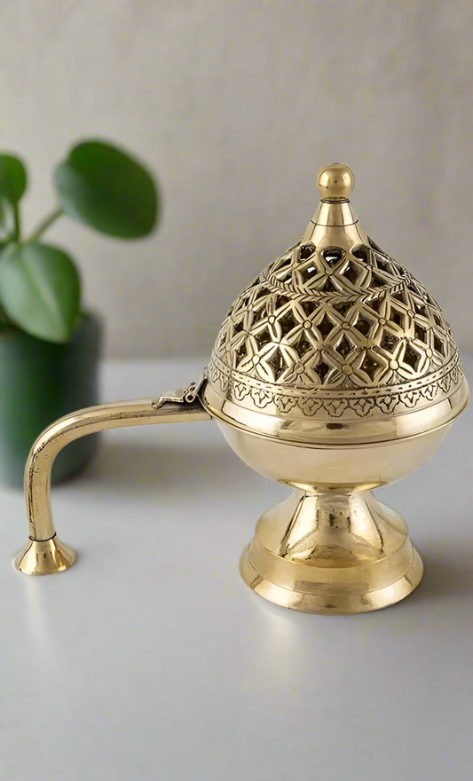 Brass Dhuna Burner – Antique Loban Dhoop Dani for Puja & Home Decor
