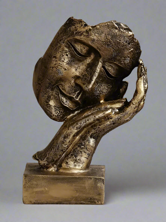 Antique Human Face Resting on Hands