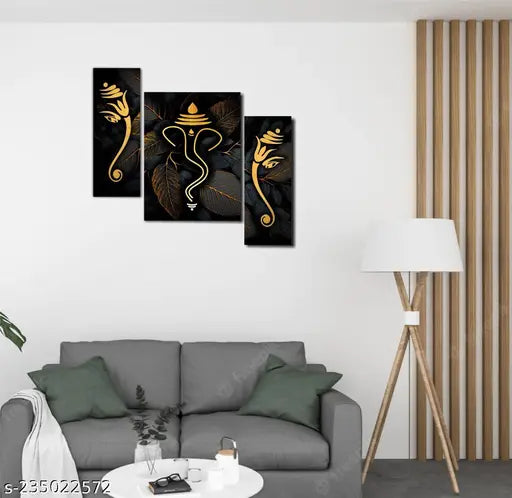 Set Of 3 Ganesha Wall Painting For Living Room